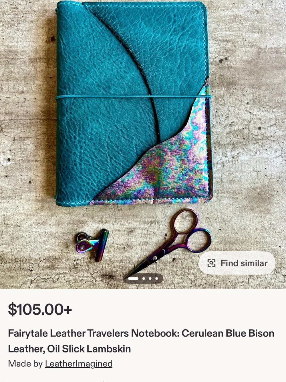 Leather Imagined composition traveler’s notebook in cerulean leather